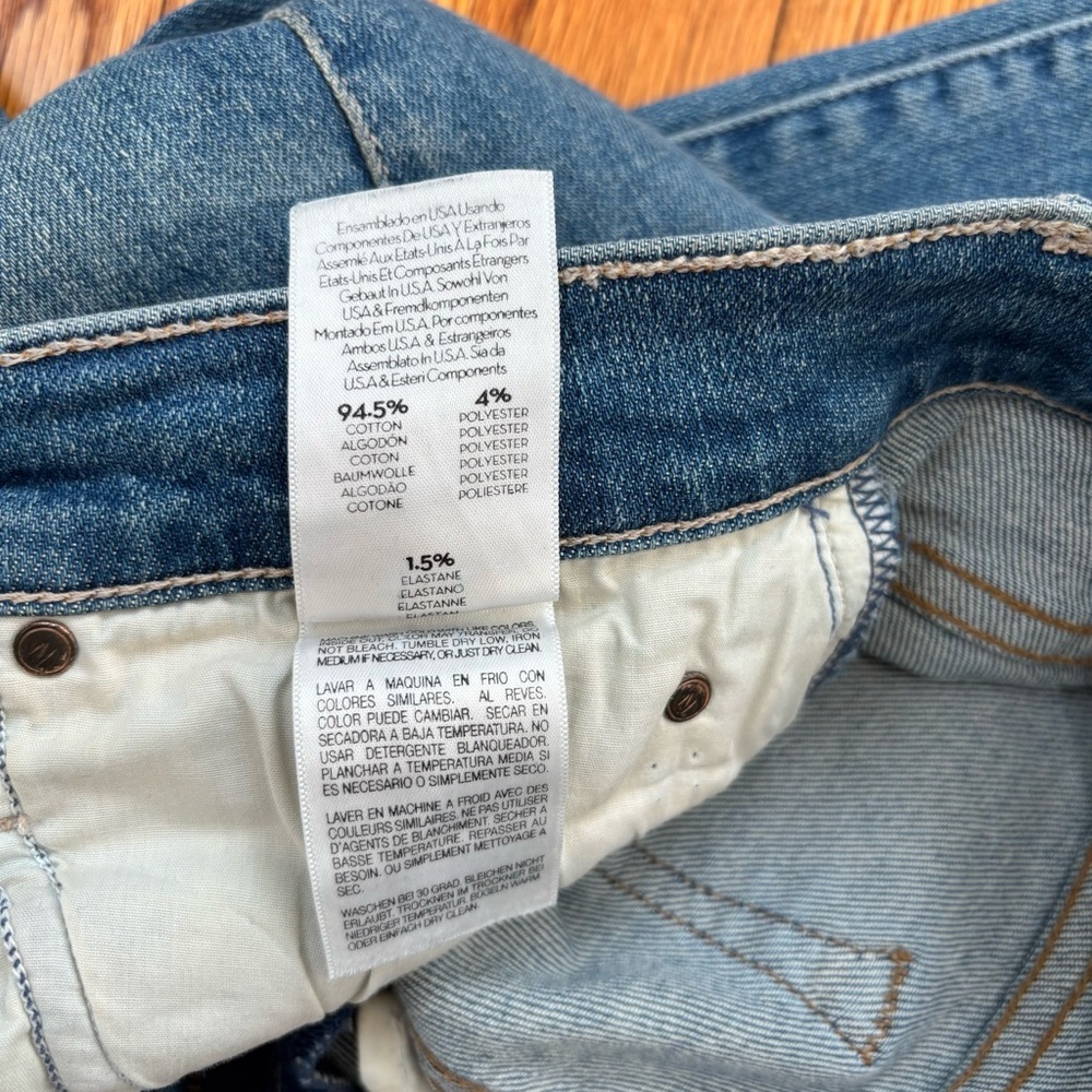 Mother Women"s 29 High Waisted Rascal Ankle Jeans Love Gun Distressed Frayed Hem - Picture 9 of 16